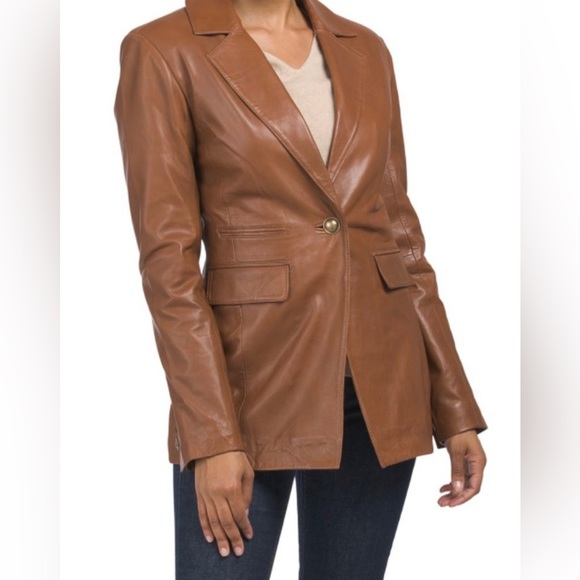 BOD & CHRISTENSEN LAMB LEATHER JACKET, COGNAC COLOR. - Picture 1 of 13